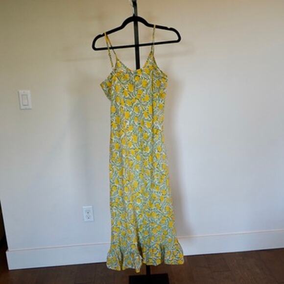 Mille Resort and Travel Lemon 100% Cotton Maxi Dress Block Print Women Size M - Picture 1 of 7
